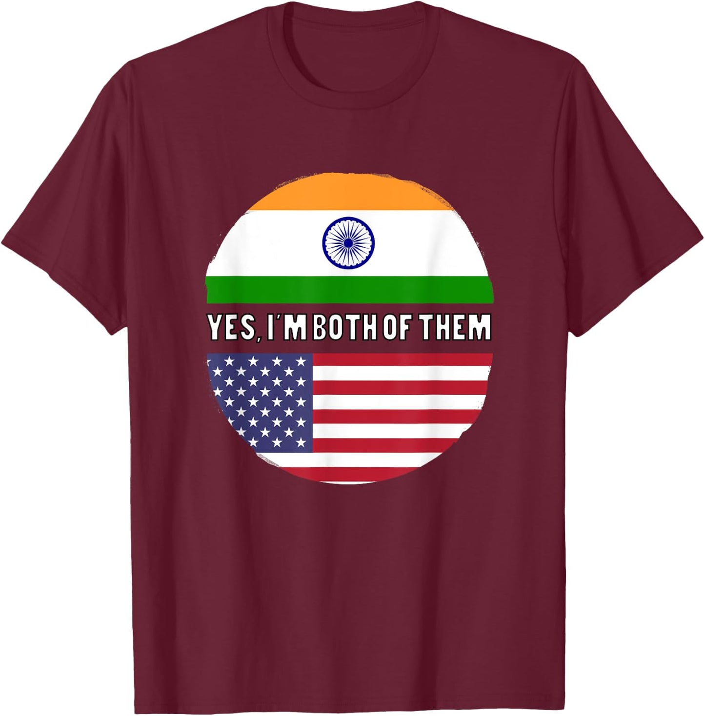 America USA American India Indian Mixed DNA Flag T-Shirt - T-Shirt | Maroon