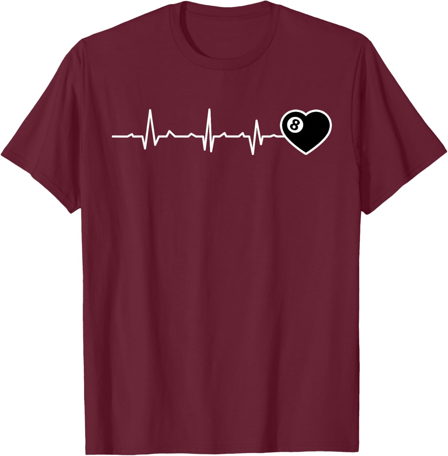 Pool Players Heartbeat Billiards 8 Ball T-Shirt - T-Shirt | Maroon