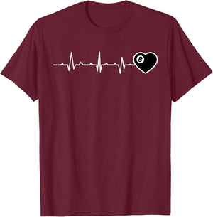 Pool Players Heartbeat Billiards 8 Ball T-Shirt - T-Shirt | Maroon