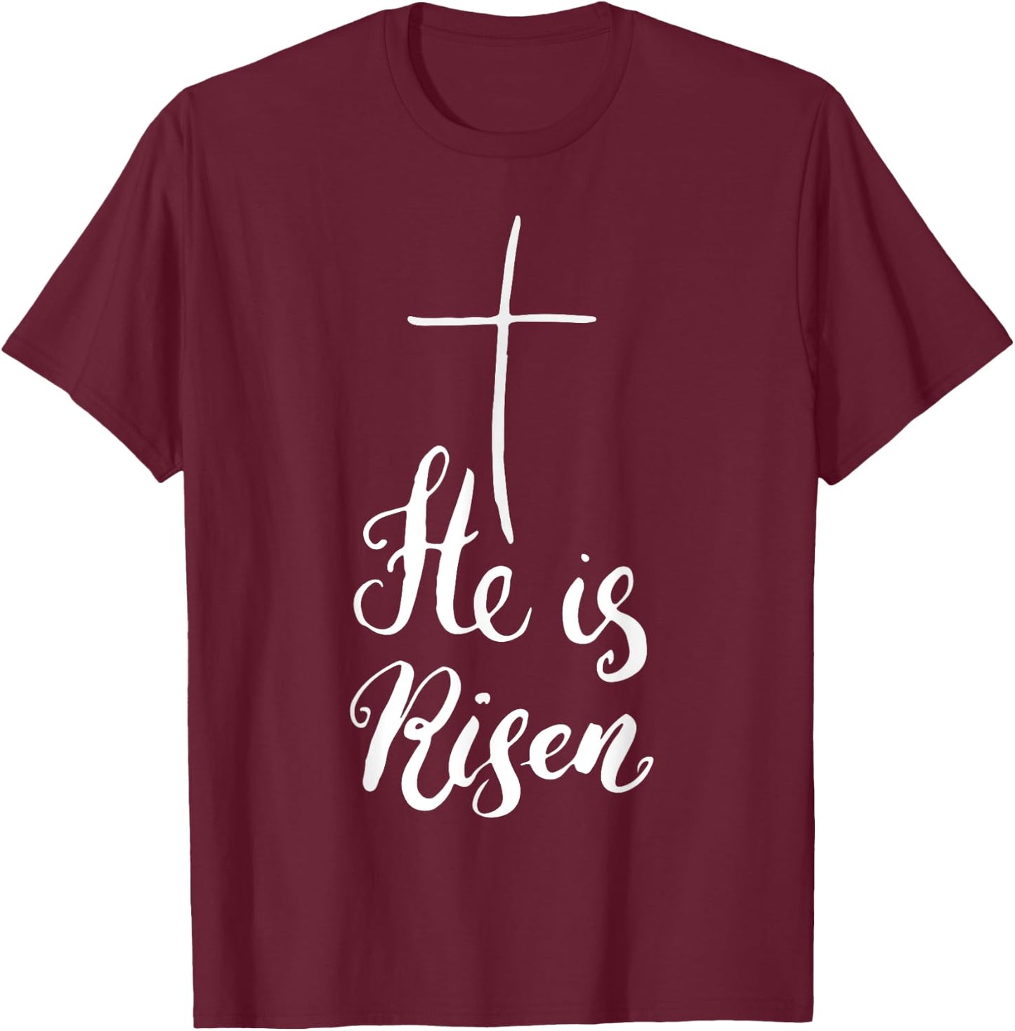 He Is Risen Easter Bunny Christ T-Shirt - T-Shirt | Maroon