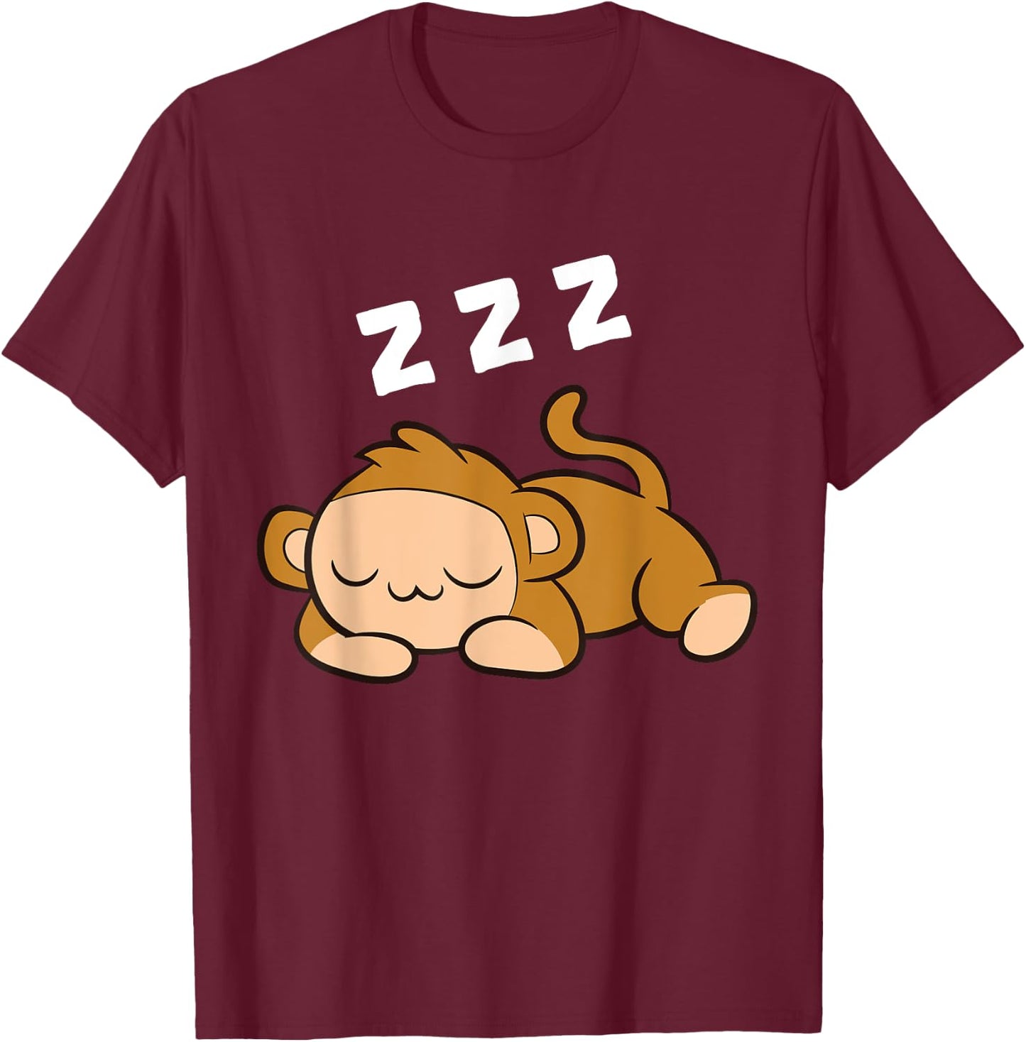 Monkey Tired Ape Monkey Pajama Sleeping Monkey T-Shirt - T-Shirt | Maroon