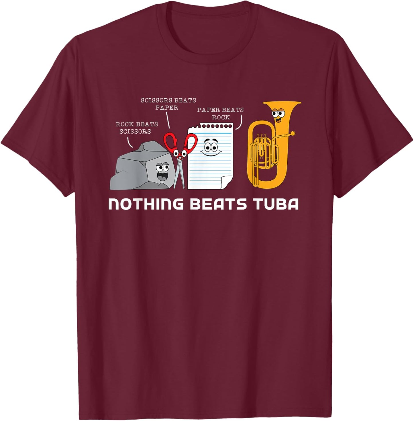 Rock Paper Siccor Nothing Beats Tuba T-Shirt - T-Shirt | Maroon