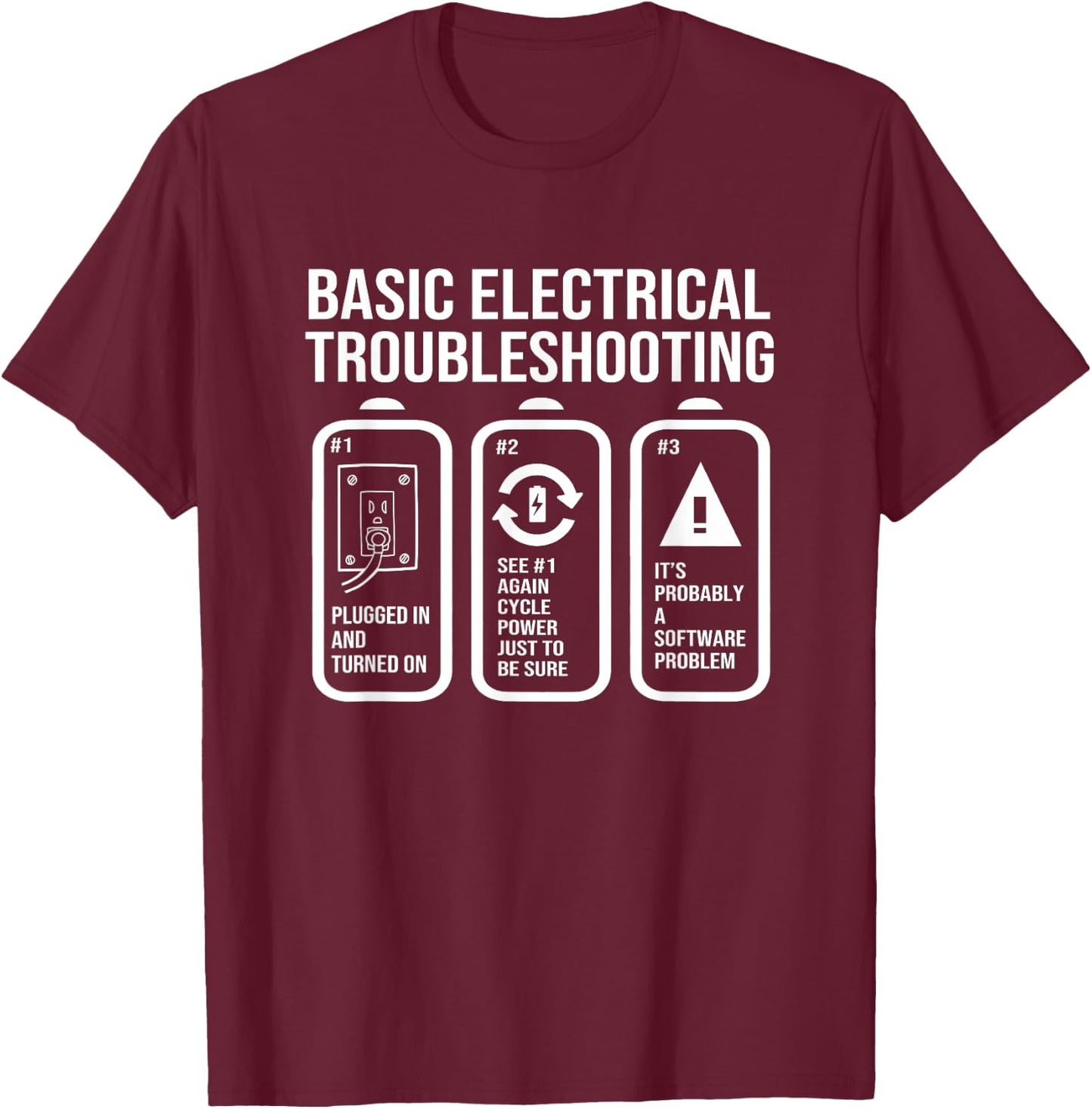 Basic Electrical Troubleshooting Funny Electrical Engineer T-Shirt - T-Shirt | Maroon