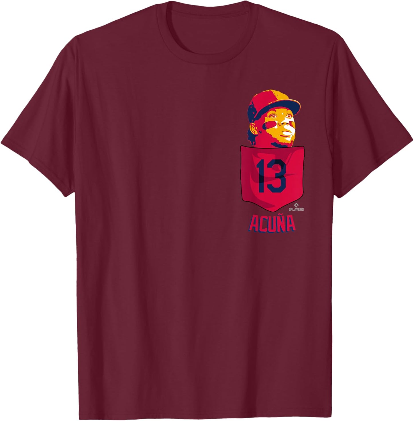 Ronald Acuna Jr. Atlanta Baseball Pocket MLBPA T-Shirt - T-Shirt | Maroon