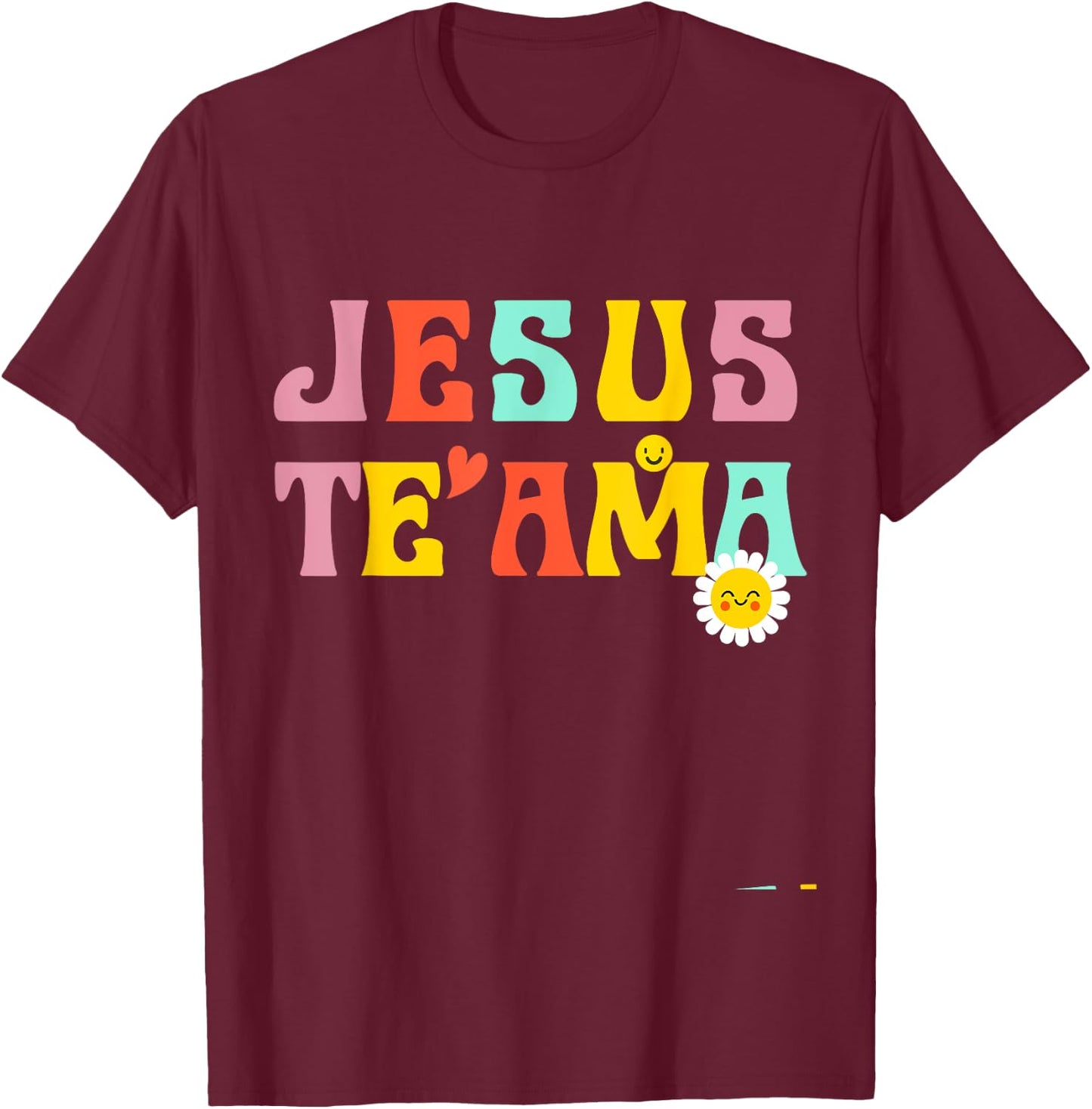 Camiseta Cristiana Para Mujer Espanol Spanish Jesus Te Ama T-Shirt - T-Shirt | Maroon