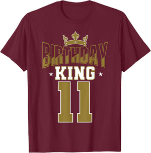 Birthday King 11 Bday Party Celebration 11th Royal Theme T-Shirt - T-Shirt | Maroon