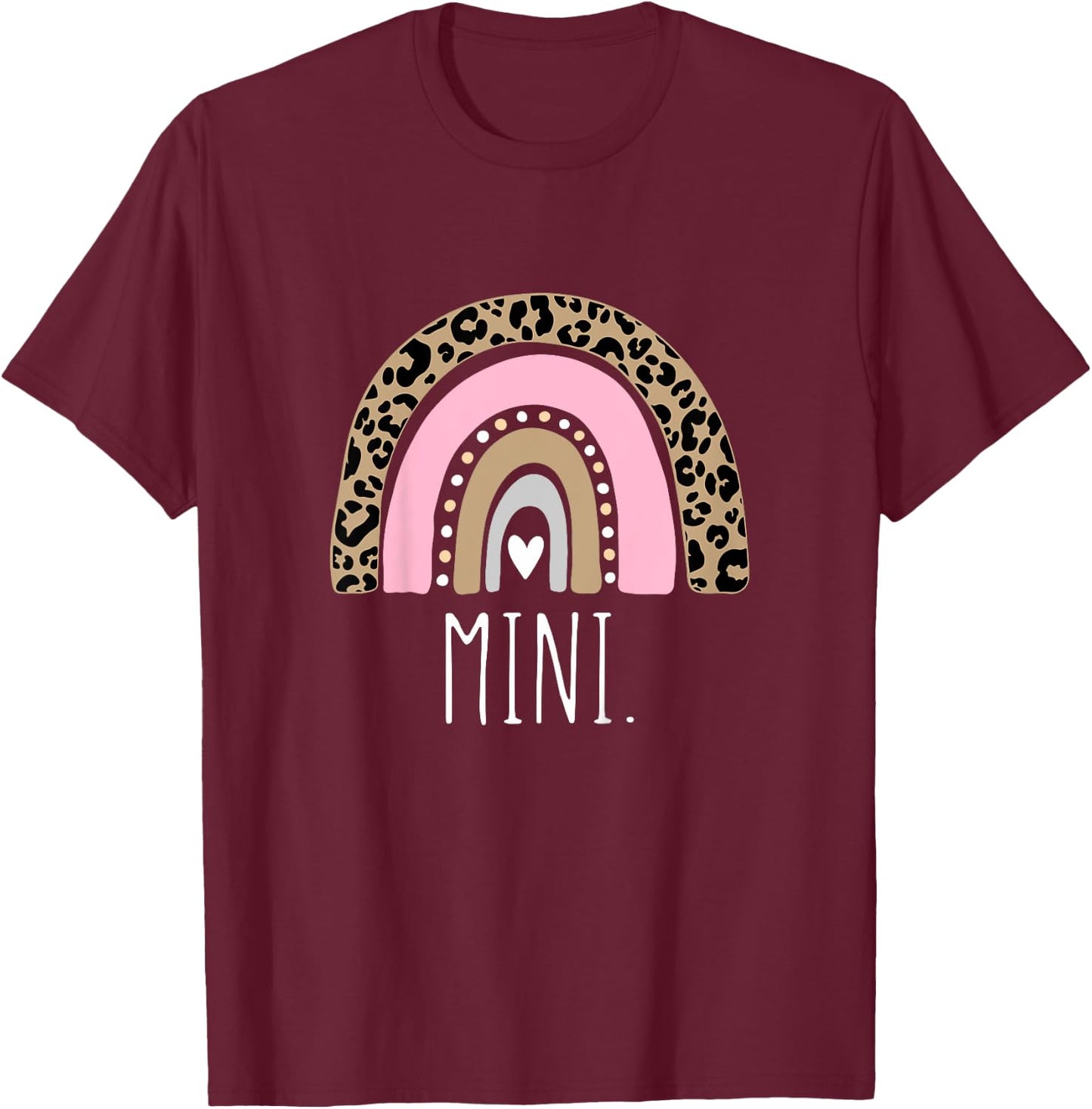 MINI Rainbow Leopard New Mom Blessed Mama & Mini Matching T-Shirt - T-Shirt | Maroon