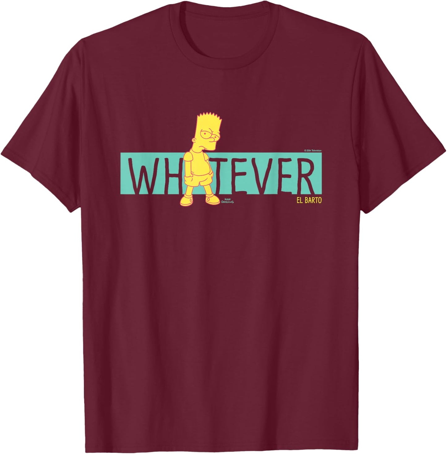 The Simpsons Bart Simpson Whatever El Barto T-Shirt - T-Shirt | Maroon