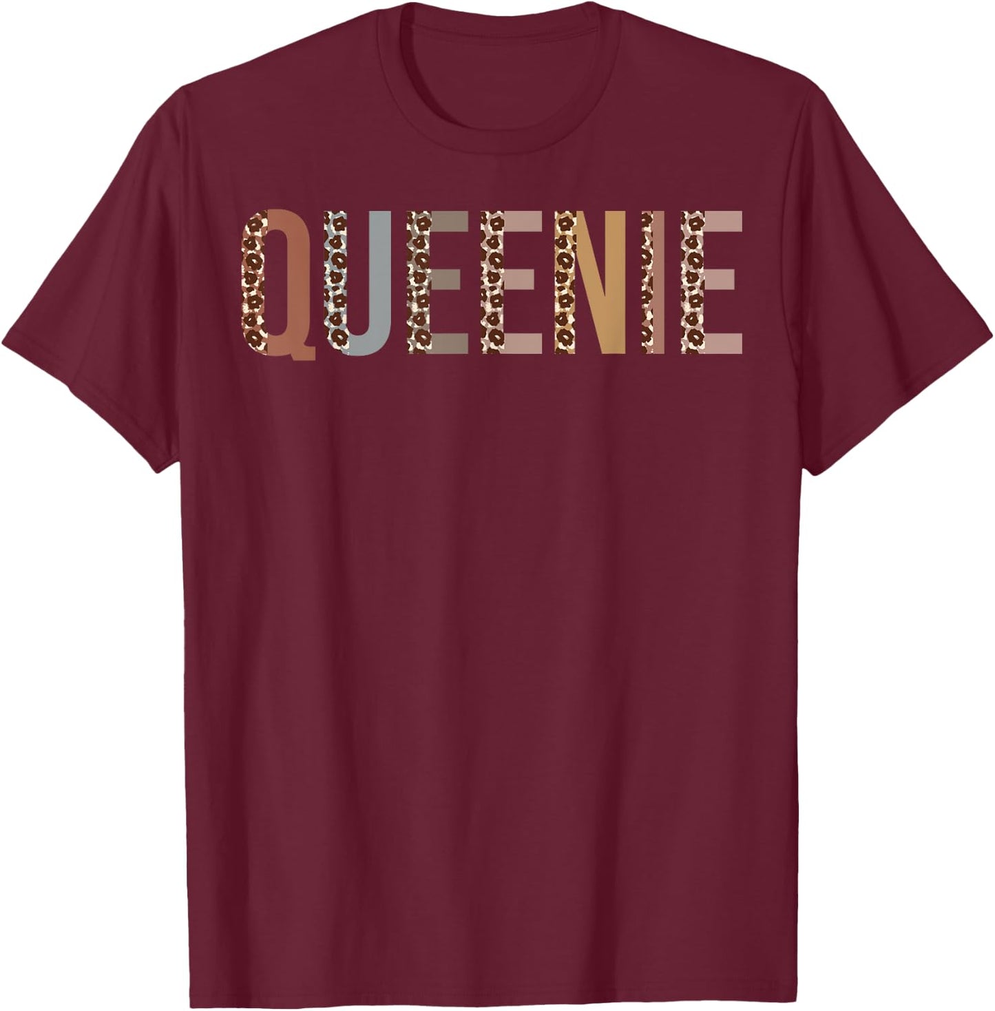 Queenie Leopard Print Mom Cute Mothers Day Funny Grandma T-Shirt - T-Shirt | Maroon