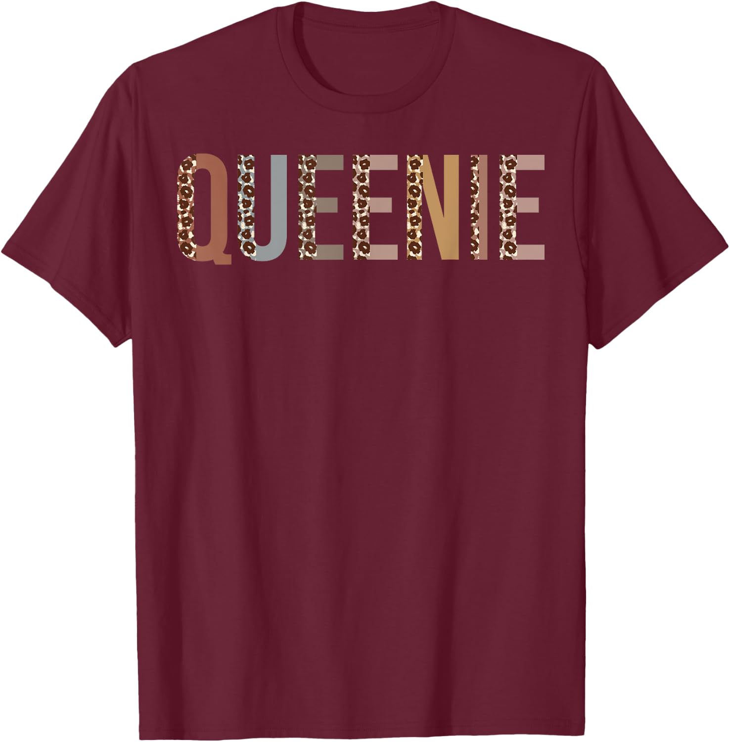 Queenie Leopard Print Mom Cute Mothers Day Funny Grandma T-Shirt - T-Shirt | Maroon