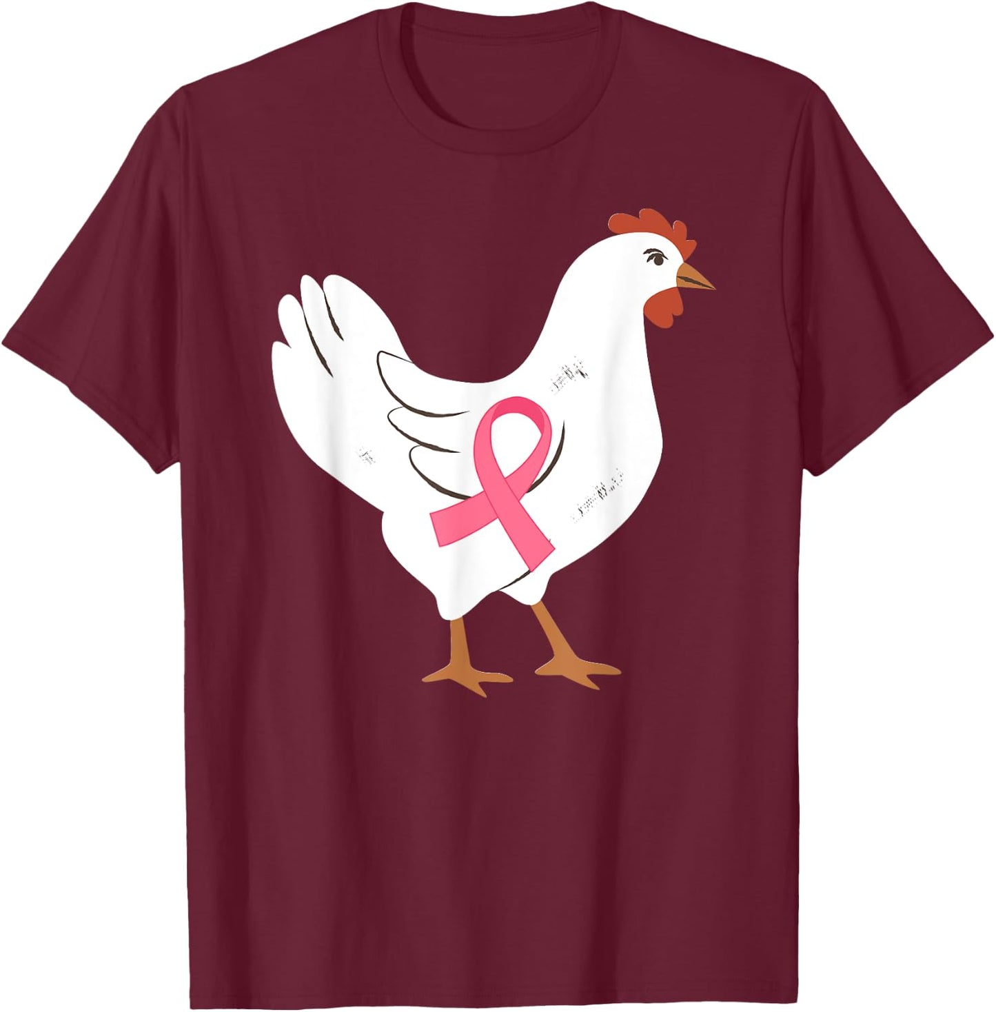 Chicken Breast Cancer Awareness Pink Ribbon Cancer Survivor T-Shirt - T-Shirt | Maroon
