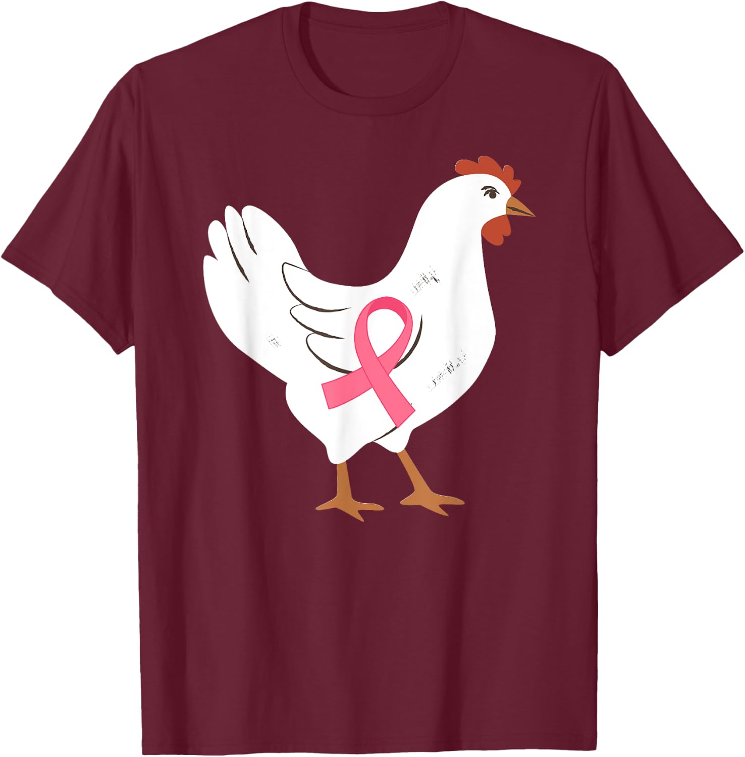 Chicken Breast Cancer Awareness Pink Ribbon Cancer Survivor T-Shirt - T-Shirt | Maroon