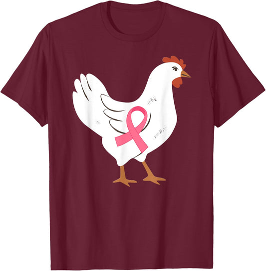 Chicken Breast Cancer Awareness Pink Ribbon Cancer Survivor T-Shirt - T-Shirt | Maroon