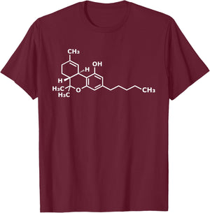 THC Structural Formula Medical Cannabis USA Hemp Weed Reggae T-Shirt - T-Shirt | Maroon