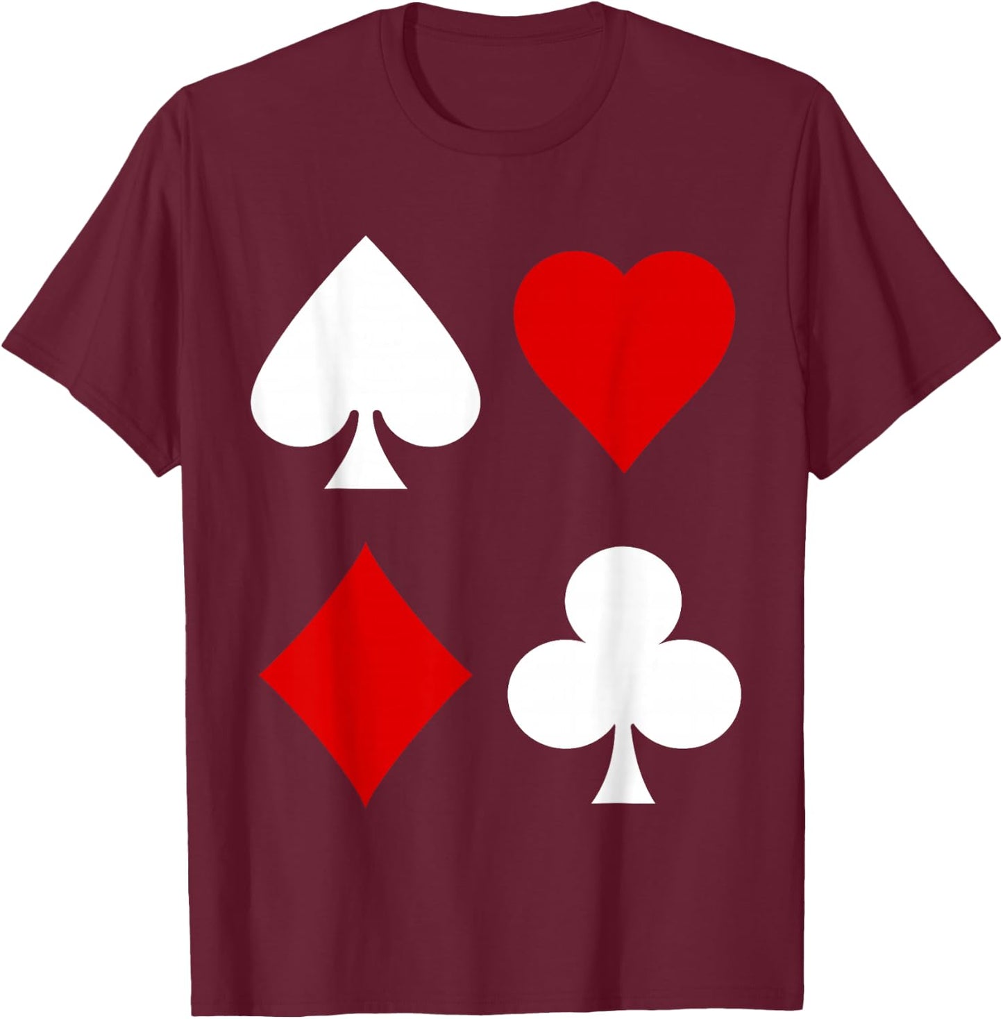 Playing Card Diamonds Spades Clubs Hearts Symbol Poker Rummy T-Shirt - T-Shirt | Maroon