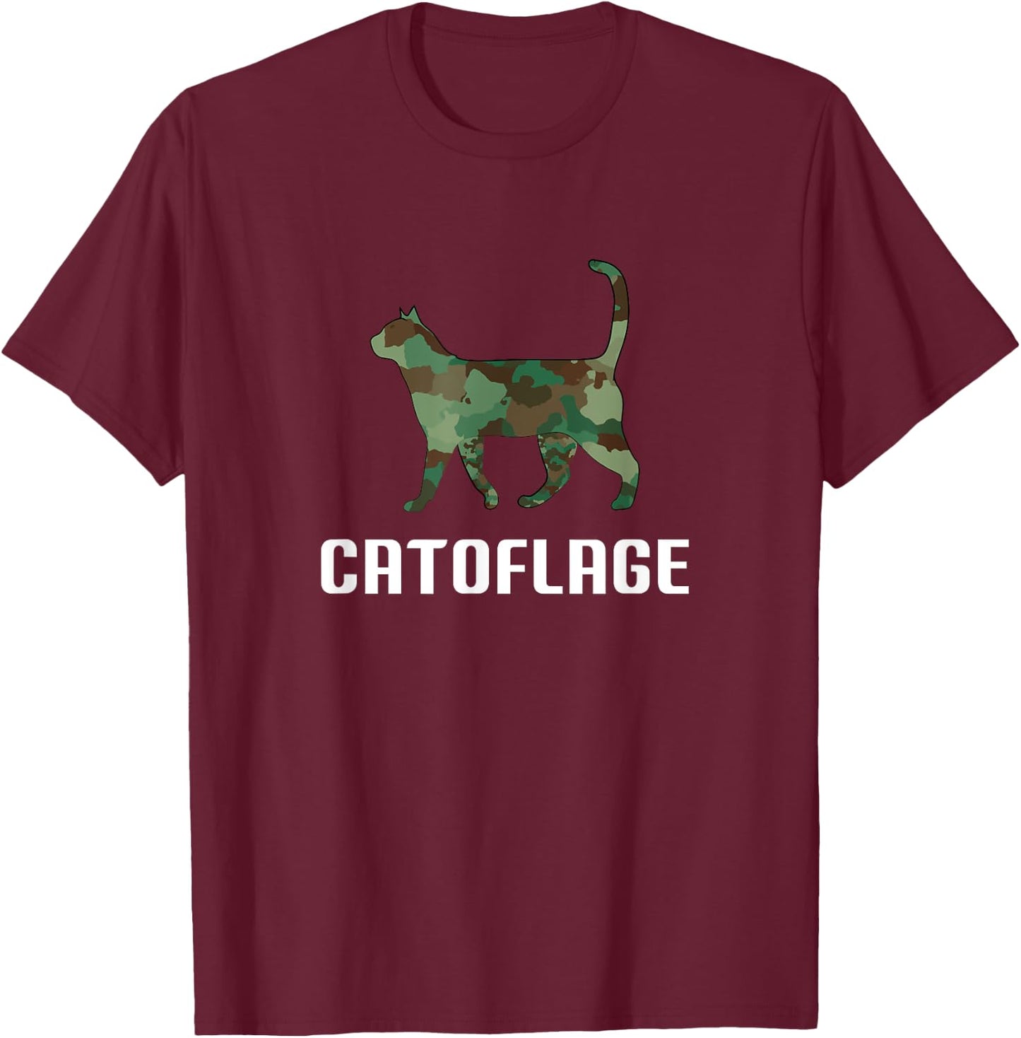 Funny Cat Lover Camouflage Print Catoflage Cat in T-Shirt - T-Shirt | Maroon