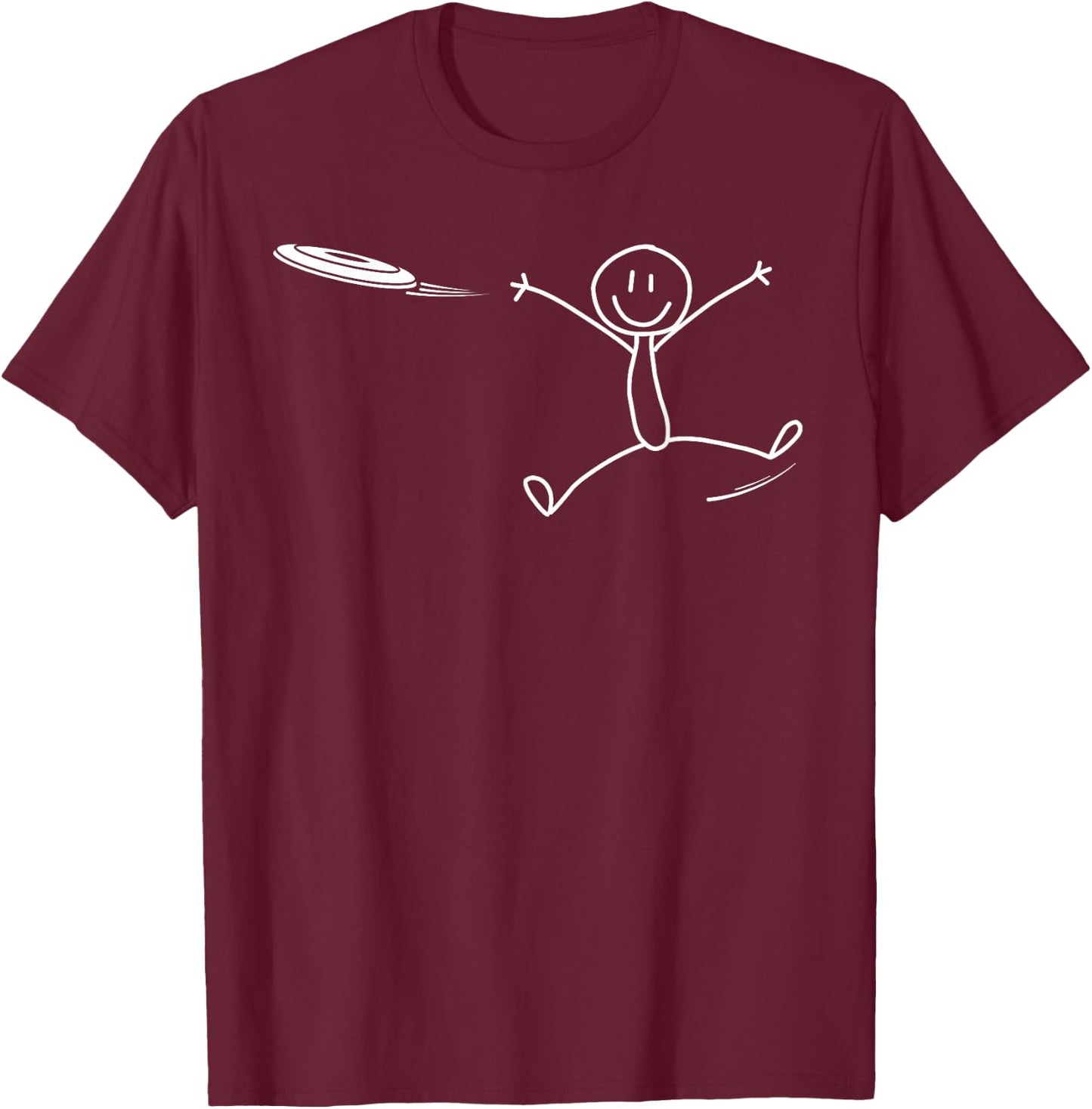 Frisbee Stickman Disc Golf Funny Ultimate Frisbee Game T-Shirt - T-Shirt | Maroon