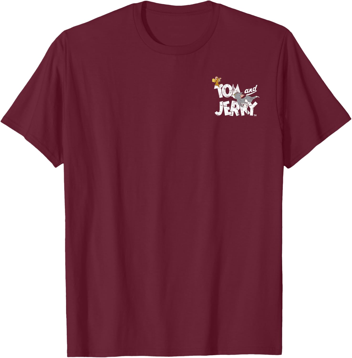 Tom and Jerry Pocket Chase Logo T-Shirt - T-Shirt | Maroon
