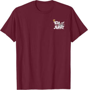 Tom and Jerry Pocket Chase Logo T-Shirt - T-Shirt | Maroon