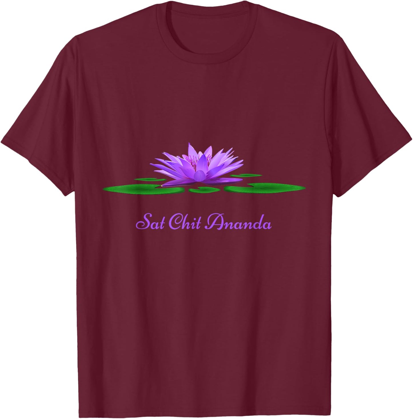 Sat Chit Ananda Mantra Purple Lotus Flower T-Shirt - T-Shirt | Maroon