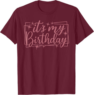 It's My Birthday And Girls Cute Birthday Party T-Shirt - T-Shirt | Maroon