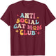 Groovy Retro Anti Social Cat Moms Club, Mother's Day Men Women T-Shirt - T-Shirt | Maroon