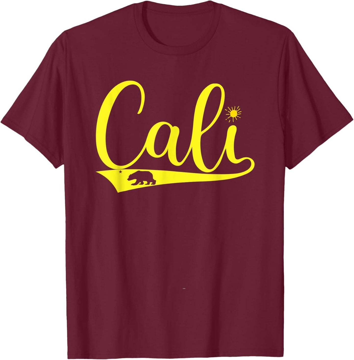 Cali California Bear CA Republic T-Shirt - T-Shirt | Maroon