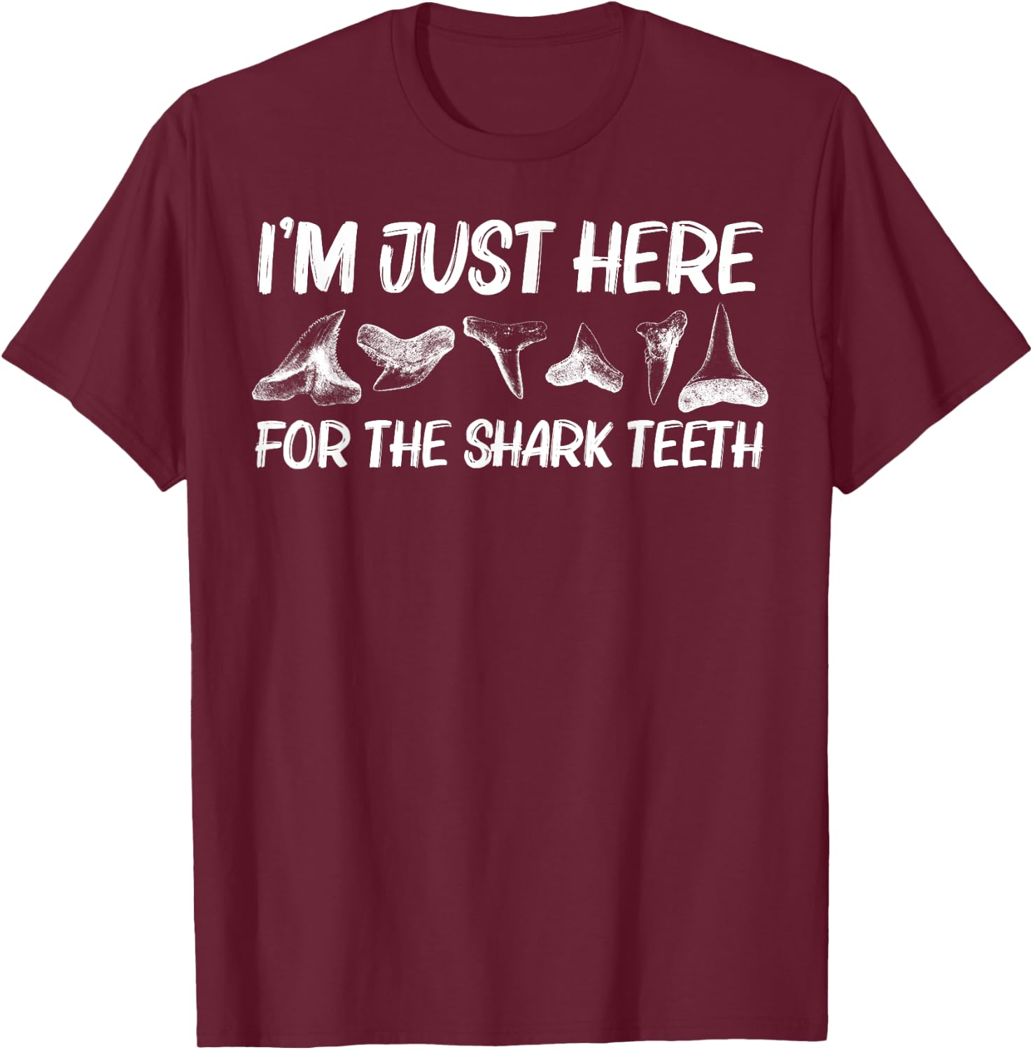 Funny Shark Teeth Design Women Animal Fossil Hunters T-Shirt - T-Shirt | Maroon