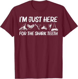 Funny Shark Teeth Design Women Animal Fossil Hunters T-Shirt - T-Shirt | Maroon