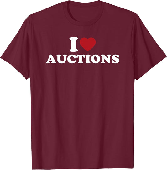 I Love Auctions Vintage Retro Funny Thrift Store Shopping T-Shirt - T-Shirt | Maroon