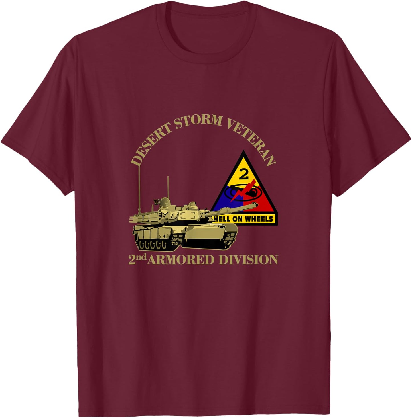 2nd Armored Division Desert Storm Veteran Veterans Day Xmas T-Shirt - T-Shirt | Maroon