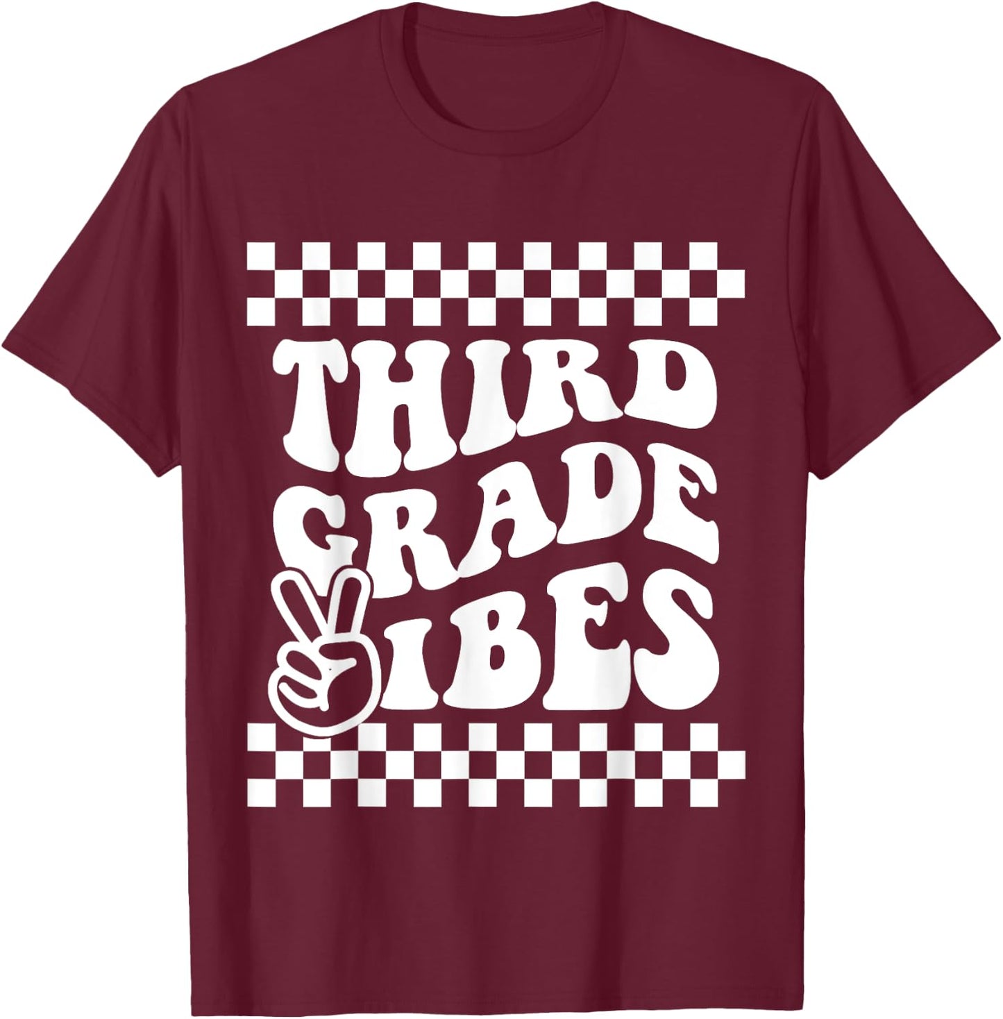 First Day of Third Grade Vibes Girls Back to School Boys T-Shirt - T-Shirt | Maroon