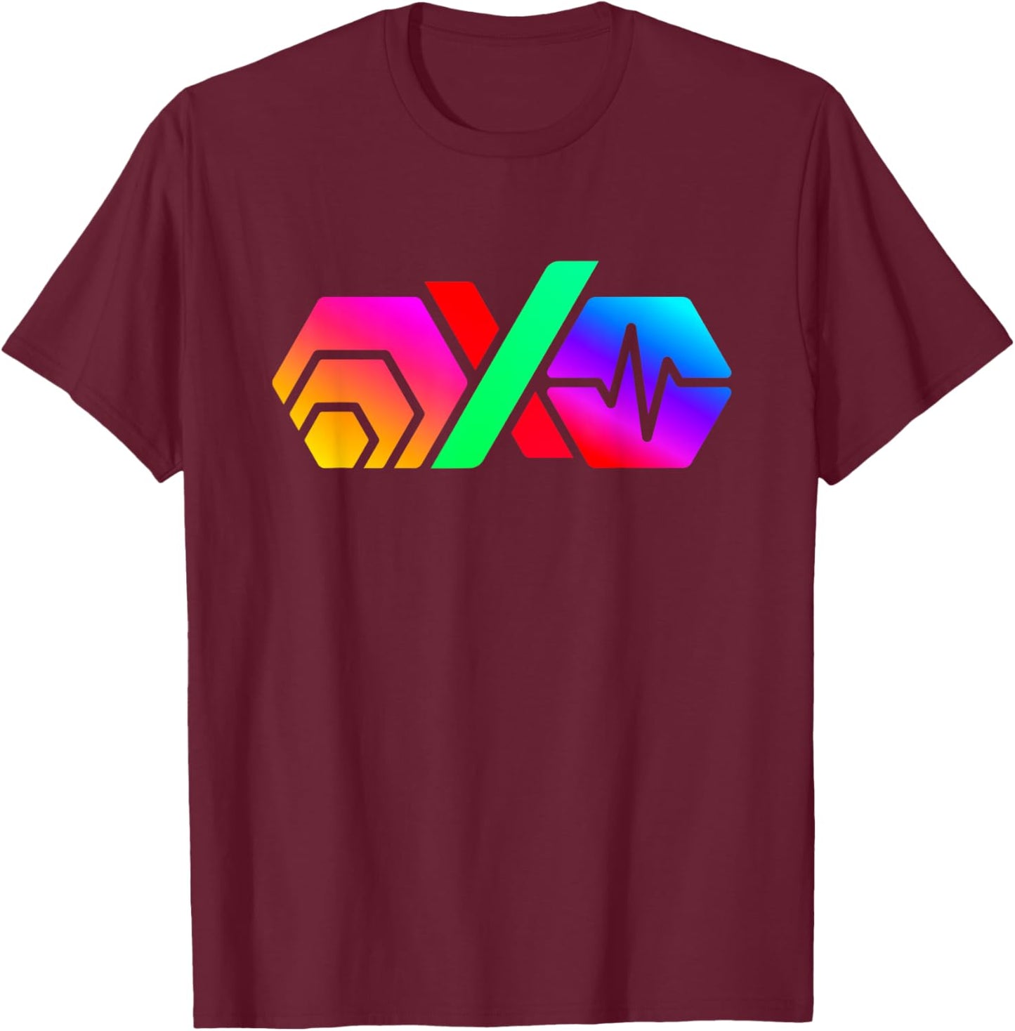 Hex PulseX PulseChain Crypto Logo PLS PLSX In Color T-Shirt - T-Shirt | Maroon