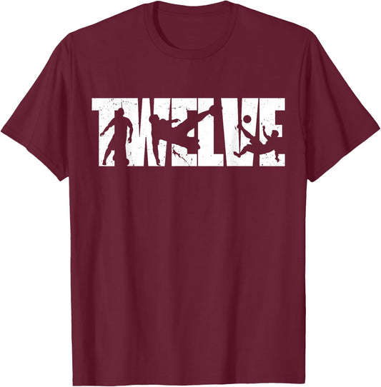 12th Birthday Retro Soccer 12 Years Old Boy Girl T-Shirt - T-Shirt | Maroon