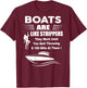 Boats Are Like Strippers (on back) T-Shirt - T-Shirt | Maroon
