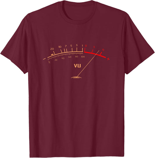 Vintage Audio Engineer Recording Studio Volume VU Meter T-Shirt - T-Shirt | Maroon
