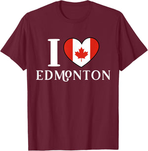 I Love Edmonton Canada heart Flag T-Shirt - T-Shirt | Maroon