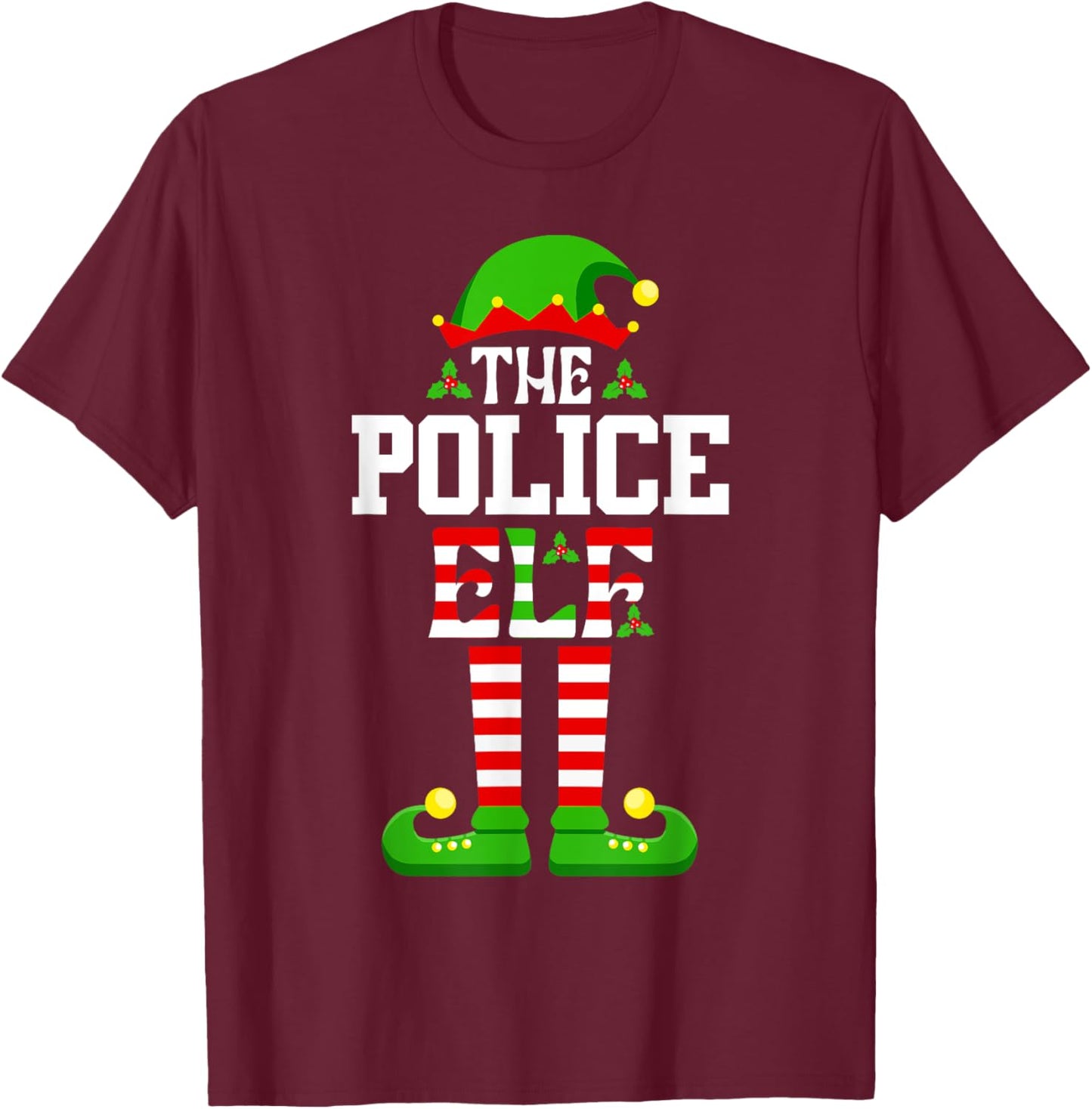 I'm The Police Elf Shirt Funny Christmas Family Matching T-Shirt - T-Shirt | Maroon
