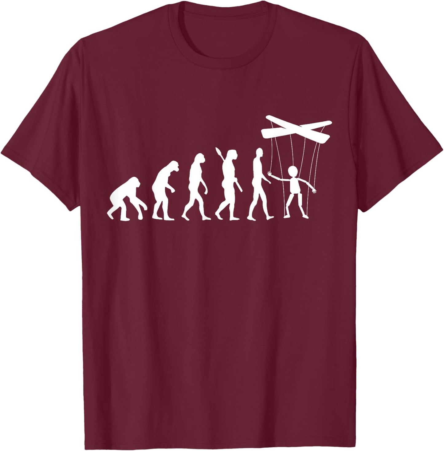 Puppeteer Evolution Puppet Ventriloquist Ventriloquism T-Shirt - T-Shirt | Maroon