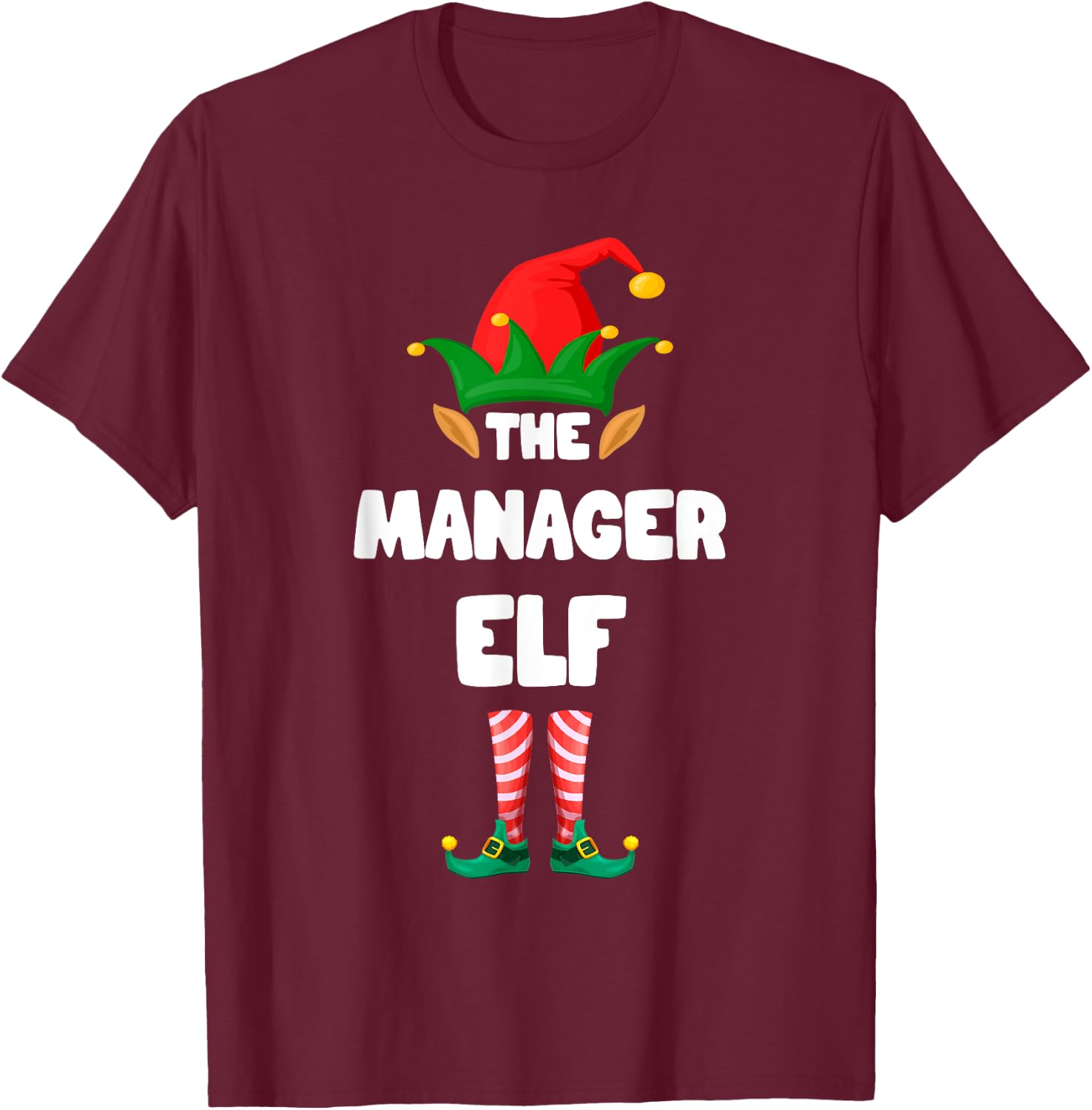 The Manager Elf Squad Family Matching Christmas Xmas T-Shirt - T-Shirt | Maroon