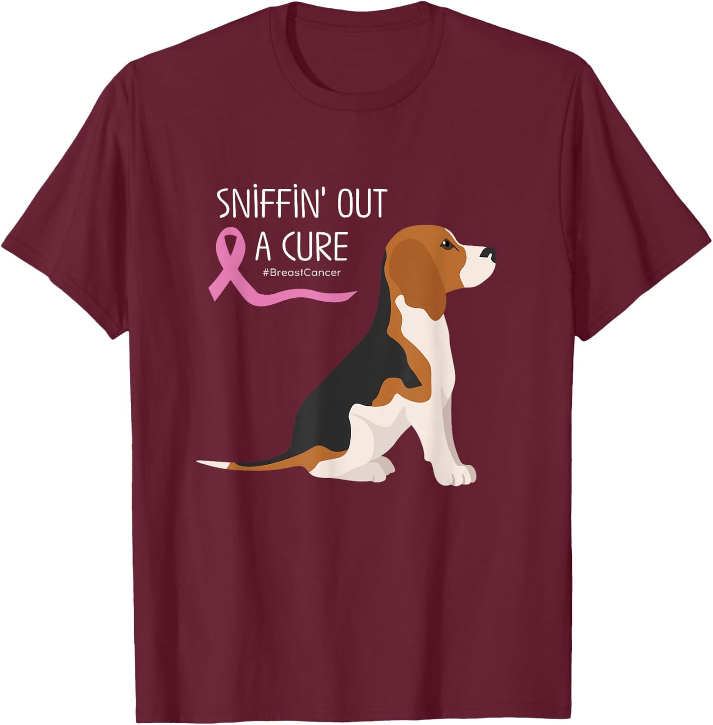 Beagle Dog Lover Breast Cancer Awareness Men Women T-Shirt - T-Shirt | Maroon