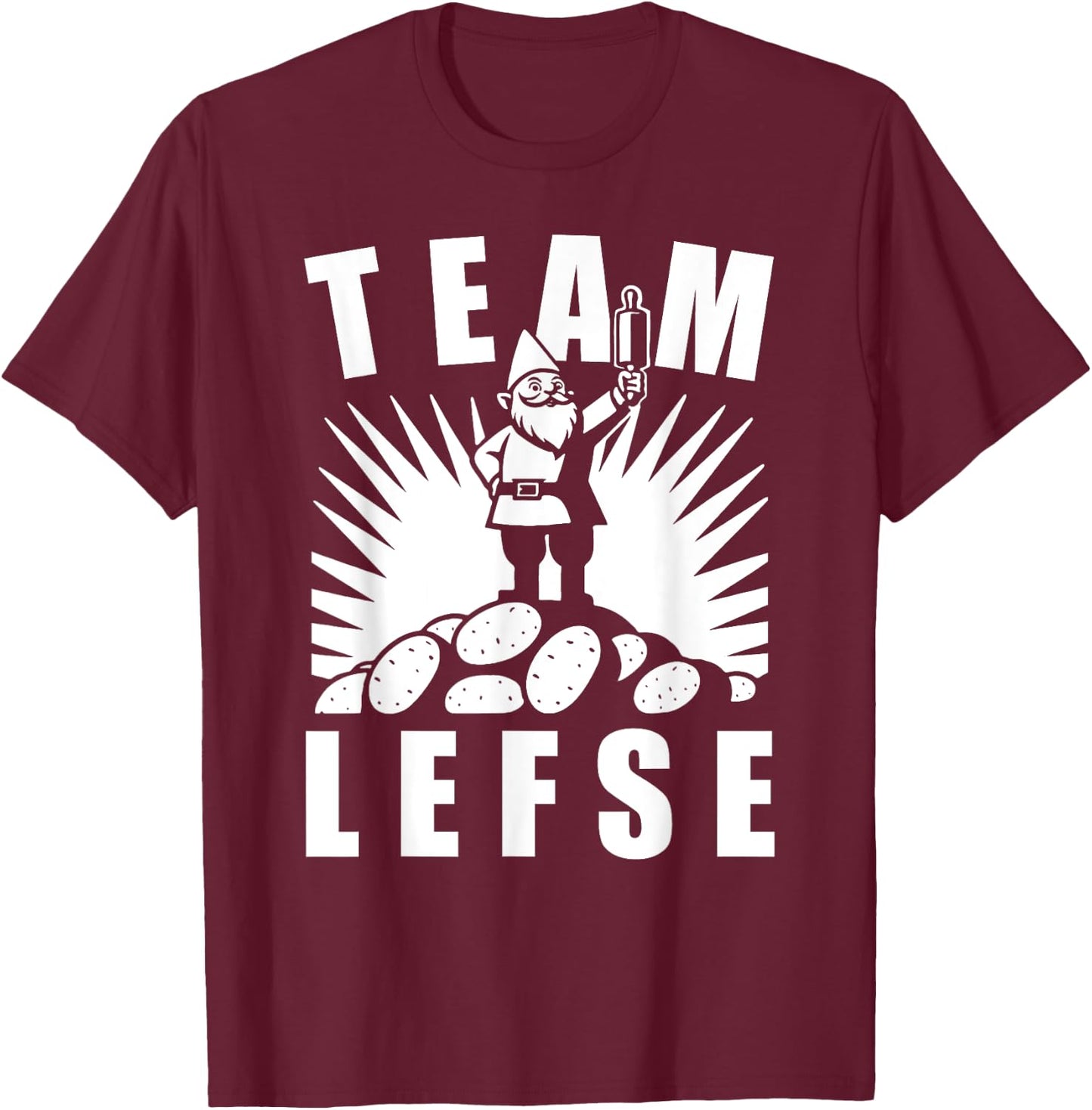 Team Lefse Scandinavian Gnome Christmas Lefse Making T-Shirt - T-Shirt | Maroon