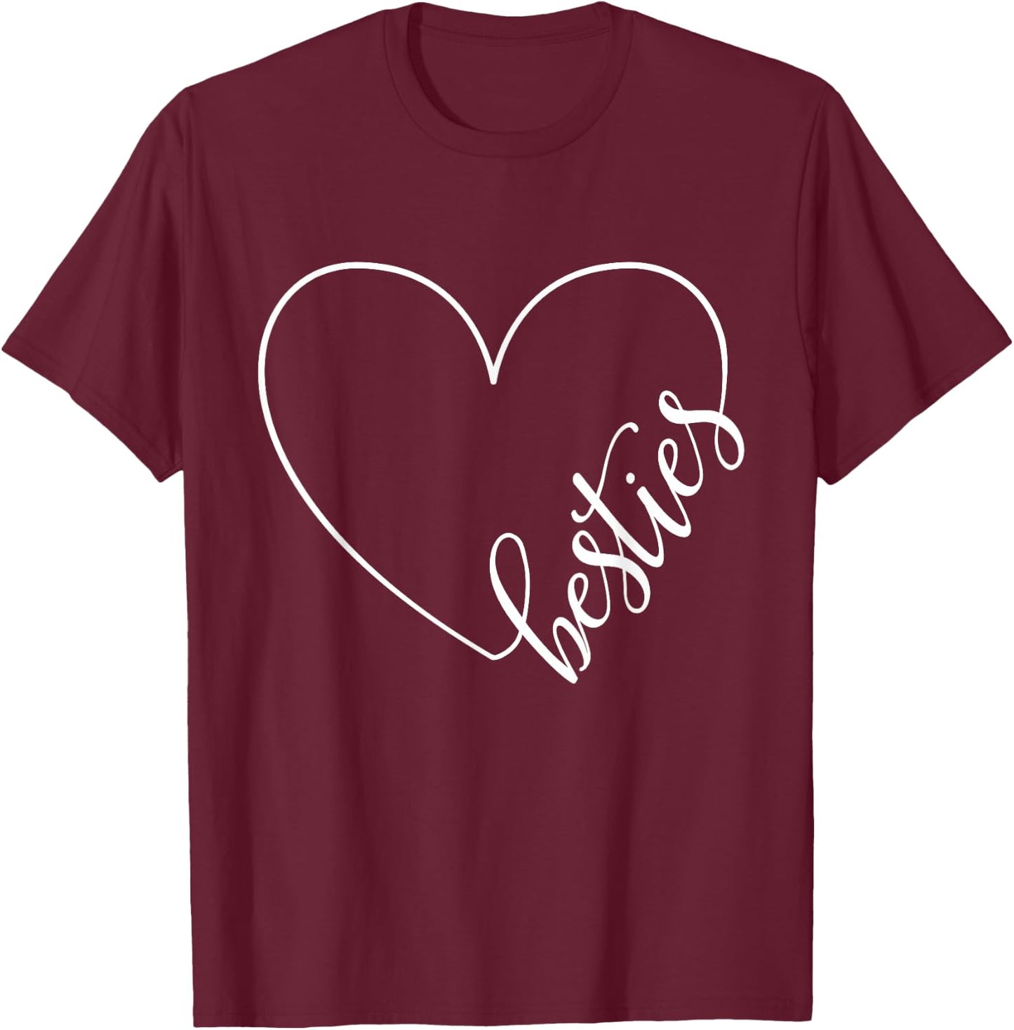 Besties BFF Best Friends Heart Friendship Cute Matching T-Shirt - T-Shirt | Maroon