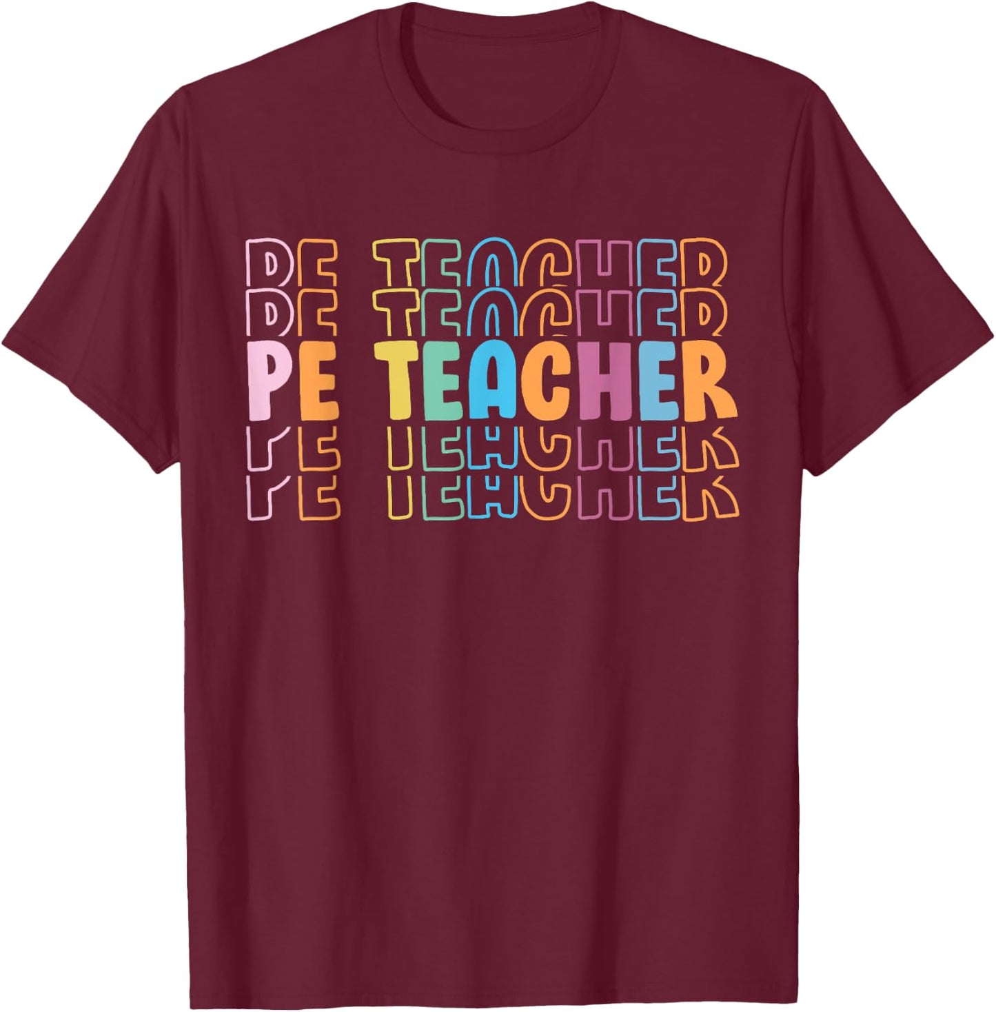 PE Teacher Vintage retro groovy Physical Education Teacher T-Shirt - T-Shirt | Maroon