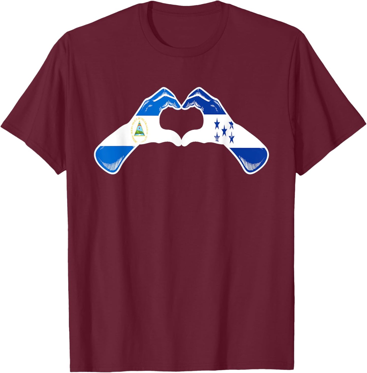 Honduras Nicaragua Flag Honduran Nicaraguan Heart T-Shirt - T-Shirt | Maroon