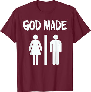 God Made Men Women Funny Christian T-Shirt - T-Shirt | Maroon