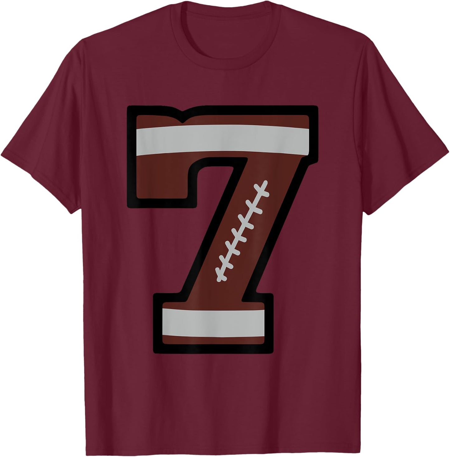 Number #7 Football Number T-Shirt - T-Shirt | Maroon