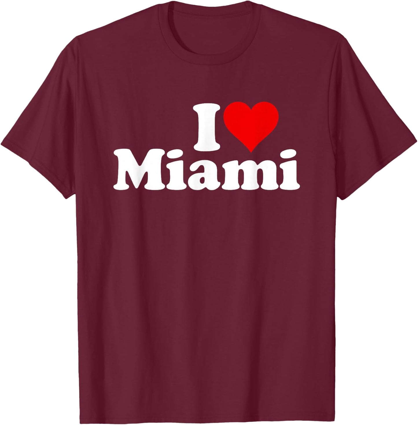 I Love Heart Miami Florida T-Shirt - T-Shirt | Maroon