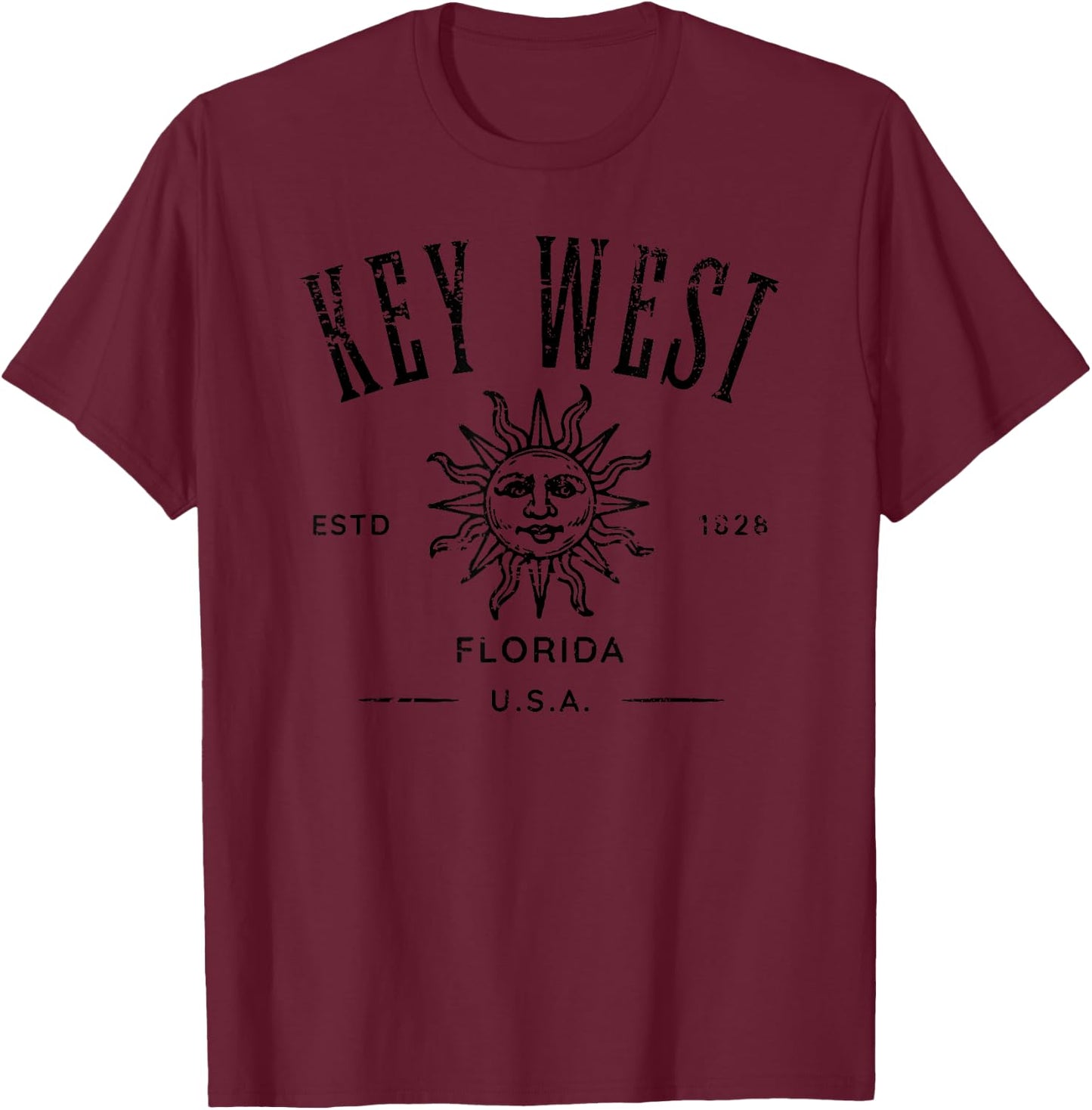 Key West Florida Vintage Distressed Style Design Souvenir T-Shirt - T-Shirt | Maroon