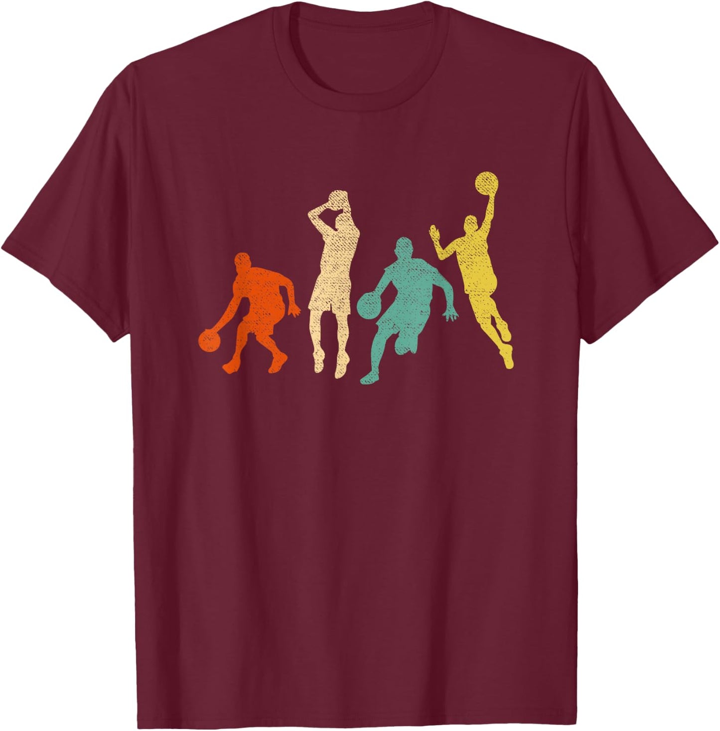 Vintage Basketball Ball Graphic Design Basketball Fan Player T-Shirt - T-Shirt | Maroon